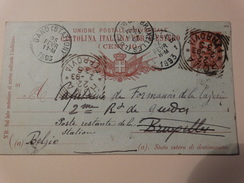 Italie,entier Postal ROMA 1893 Vers Gand .Marque De Passage Par Bruxelles(1) Et Bruxelles (Lux).Poste Restante De La St. - Bahnpoststempel