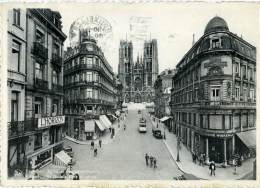 BRUXELLES Eglise Et Rue Sainte-Gudule Tram Tramway L'Horizon Fevriere Wiskemann Lavalette-Wein Nilh Salon Auto Et Cycle - Nahverkehr, Oberirdisch