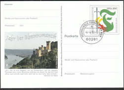 Germany Frankfurt 2002 / Postal Stationery / Dragon, Sword / Rhine River, Castle - Illustrated Postcards - Used