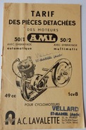 TARIF DES PIECES DETACHEES 1957 MOTEUR AML LAVALETTE SOLEX MOTUL - Material Und Zubehör