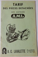 TARIF DES PIECES DETACHEES 1958 MOTEUR AML LAVALETTE SOLEX MOTUL - Motorrad