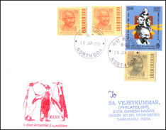 India, 32nd INDIAN ANTARCTIC EXPEDITION Cover, 2013, Expeditions, Antarctica, POLAR, Penguin, Bird, Mahatma Gandhi. - Spedizioni Antartiche