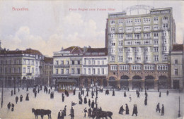 Bruxelles - Place Rogier Avec Palace Hôtel (animée, Colorisée, Ed. Grand Bazar Rue Neuve) - Cafés, Hoteles, Restaurantes