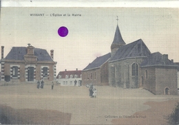 PAS DE CALAIS - 62 -  WISSANT - L'église Et La Mairie- Colorisée Et Toilée - Wissant