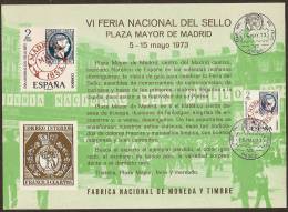 España Hoja Recuerdo 1973 HR 10 Feria Del Sello. Matasellada - Feuillets Souvenir