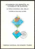 España Hoja Recuerdo 1978 HR 064 Consejo De Europa. Matasellada - Fogli Ricordo