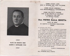 Santino Ricordo Del Trigesimo Della Morte Di Don Pietro Dalla Benetta A Piazzola Sul Brenta (Padova) 1942 - Devotion Images