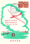 Carte Philatélique Aviation Meeting Aérien National Rouen 1962 Cachets Sur Timbre Et Vignette  Aviation De Tourisme 15 C - 1960-.... Lettres & Documents