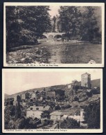 LOT 2 CPA ANCIENNES- FRANCE- CHANAC (48)- PONT VIEUX SUR LE LOT + CHATEAU FÉODAL ET LE PORTAGOU- GROS PLAN - Chanac