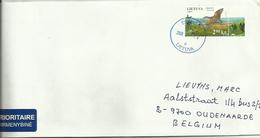 Lituanie 2008 Lettre Belle Oblitération Destination Belgique (oiseau Papillon) - Grey Partridge