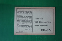 EDITORE BOMPIANI - CARTOLINA RICHIESTA CATALOGO  - ANNI 50 - Andere Accessoires