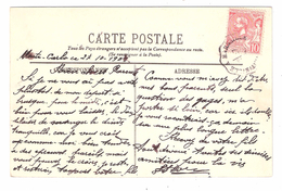MONACO Yvert N° 23 A Prince Albert 1er, 10 C Rose Obl Cachet Convoyeur VINTIMILLE A MARSEILLE Sur Carte Casino 1908, TB - Cartas & Documentos