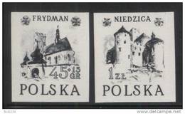 POLAND 1952 HISTORICAL BUILDINGS BLACK PRINTS NIEDZICA CASTLE & FRYDMAN CHURCH GOTHIC ARCHITECTURE NHM - Proofs & Reprints