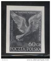 POLAND 1952 VIENNA AUSTRIA 12TH WORLD DEFENDERS OF PEACE CONGRESS BLACK PRINT NHM Dove Birds - Proeven & Herdruk