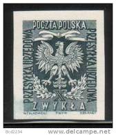POLAND 1954 OFFICIAL IMPERF BLACK PROOF NHM (NO GUM) Polish Eagle - Proeven & Herdruk