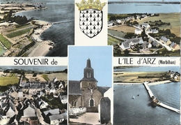 CPSM Souvenir De L'Ile D'Arz Vues Multiples Blason - Ile D'Arz