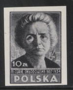 POLAND 1946 POLISH CULTURE BLACK PRINT MARIE CURIE MNH Nobel Prize Scientist France Chemistry Science - Proeven & Herdruk