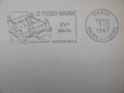 LE PLESSIS BOURRÉ XVe SIECLE MONUMENT HISTORIQUE 7.12.1961 MAINE ET LOIRE - Oblitérations Mécaniques (flammes)