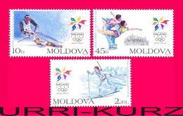 MOLDOVA 1998 Sports XVIII Winter Olympics Olympic Games Nagano Japan Slalom Figure Skating Skiing 3v Mi263-265 Sc263-265 - Hiver 1998: Nagano