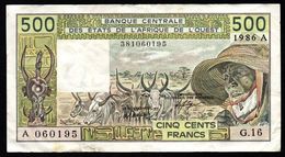 West African States 500 Francs 1986 A P-106Aj  (free Shiping Via Regular Air Mail (buyer Risk) - Estados De Africa Occidental