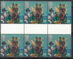 26p Gutter Block Of 6, MNH 1999, Great Britain, Millennium The Settlers' Tale, History, Ship, Plant, Fr. Chritianity - Ganze Bögen & Platten