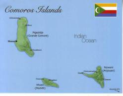 Map Of Comoros Island - Carte Géographique De L´ile Des Comores - Comorre