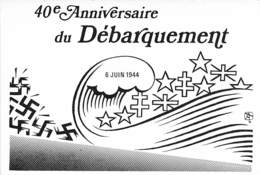 Cp Satirique "40é Anniversaire Du DEBARQUEMENT" A. THINLOT - Tirage Limité à 175 Exemplaires Carte Numérotée N° 052 /175 - Thinlot, Albert