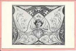 Fleur Et Femme Art Nouveau Dans Tableau Représentant L'Iris édition P. L. Paris - Women
