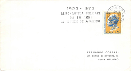 Lettre Poste Aérienne 1923 1973 Aeronautica Militaire 50 Ans Au Service De La Nation Circulée - Luchtpost