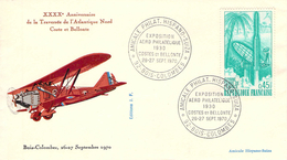 Lettre Poste Aérienne 40 Eme Anniversaire Traversée Atlantique Nord Costes Et Bellonte 1930 1970 Timbre Guyane 45 Cts - 1960-.... Lettres & Documents
