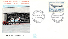 ENVELOPPE Lettre Poste Aérienne Premier émission Mystère 20 Le Bourget 1965 - 1960-.... Lettres & Documents