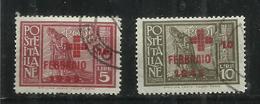 EGEO 1945 PRO CROCE ROSSA SOPRASTAMPATI PITTORICA OVERPRINTED SERIE COMPLETA RED CROSS COMPLETE SET USATA USED - Ägäis (Dt. Bes.)