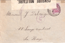 ARMEE BELGE EN CAMPAGNE LETTRE VERS LES PAYS-BAS BANDE DE CENSURE MILITAIRE N°10 + C.F. - Army: Belgium