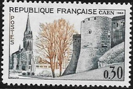 N° 1389   FRANCE  -  NEUF  -  CAEN EGLISE ET DONJON   -  1963 - Ongebruikt