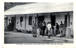 POSTCARD AFRICA SÃO TOME AND PRINCIPE - ENSACANDO CACAU , ROÇA NOVA CUBA  PRINCIPE CACAO - Santo Tomé Y Príncipe