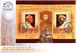 HUNGARY-2014. FDC Souvenir Sheet - Canonization  Of Pope II.John Paul/Joanes Paulus And Pope XXIII.John  MNH!!! - FDC