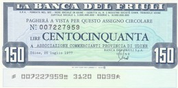 MINIASSEGNO BANCA DEL FRIULI L.150 ASS COMM PROV UDINE -FDS  (MA75 - [10] Cheques En Mini-cheques