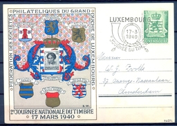 1940 , LUXEMBURGO , TARJETA POSTAL CONMEMORATIVA DIA NACIONAL DEL SELLO - Covers & Documents