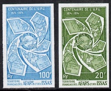 Afars & Issas 1974, Centenary Of UPU 100f & 20f Unmounted Mint IMPERF Colour Trial Proof - Nuevos