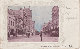 Litho Passepartout AK Melbourne Elizabeth Street Tram Tramway Hotel ? Victoria VIC Australia Australien Australie - Melbourne