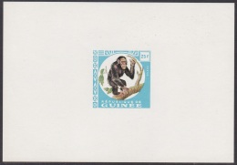 Guinea 1962 25fr, Wildlife, Chimpanzee, Faune, Chimpanzé, Unissued Sky Blue Deluxe Proof, Epreuve - Chimpancés