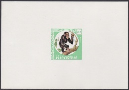 Guinea 1962 25fr, Wildlife, Chimpanzee, Faune, Chimpanzé, Unissued Yellowish Green Deluxe Proof, Epreuve - Chimpanzés