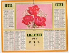 Calendrier Almanach Des P.T.T De 1965 Avec Illustration Roses - Département Du Nord - Tamaño Grande : 1961-70
