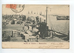 Montevideo - Muelle Du Aduana (ed Rosauer) Envoyée En 1908 (métiers Travailleurs Sur Le Port) - Uruguay