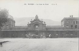 CARTE POSTALE ORIGINALE ANCIENNE : ROUEN LA GARE DU NORD ANIMEE SEINE MARITIME (76) - Estaciones Sin Trenes