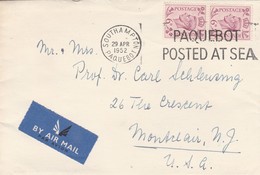 Grande Bretagne Cachet Paquebot Sur Lettre Pour Les Etats Unis 1952 - Storia Postale