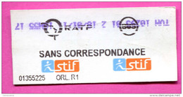 Ticket De Train / Métro - RATP / SNCF (Sans Correspondance) Paris Train Ticket Transportation - Europa