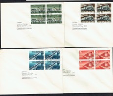 1947  CENTENAIRE DES CHEMINS DE FER SUISSE  Blocs De 4 - Zum 277-280  MiNr 484-7 - FDC