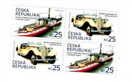 Year 2014 - Historicar Car From Company Zbrojovka Brno And Paddle -  Steamer, Four-blocks (2x2 Stamps), MNH - Nuevos
