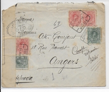 ESPAGNE - 1916 - ENVELOPPE RECOMMANDEE De MALAGA Avec CENSURE FRANCAISE N°376 => ANGERS - Cartas & Documentos